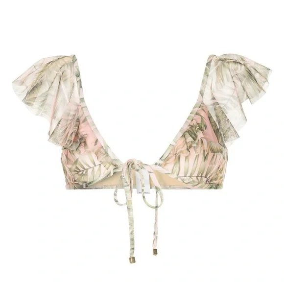 Suboo Palma Tie Front Ruffle Bikini Top Swim